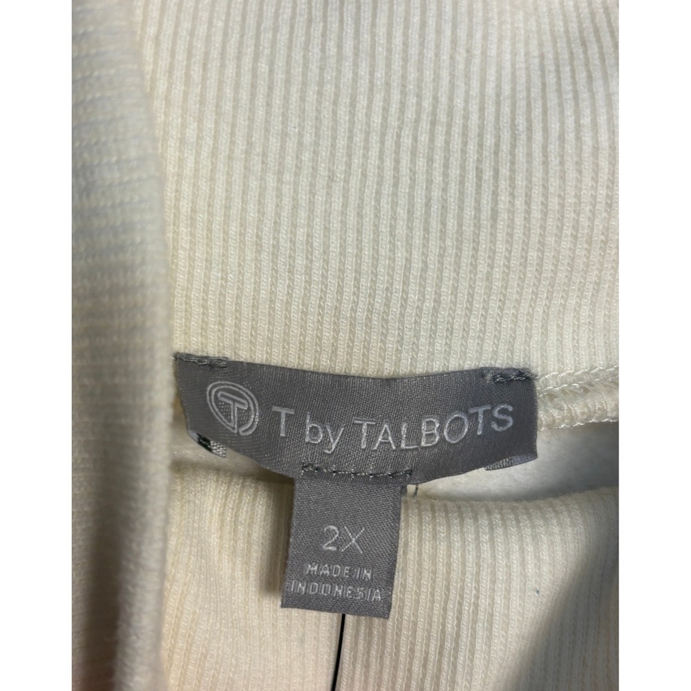 Talbots‎ 2X Colorblock Cowl Neck Sweatshirt Blue Cream Plus Size Preppy Coastal - Picture 2 of 9
